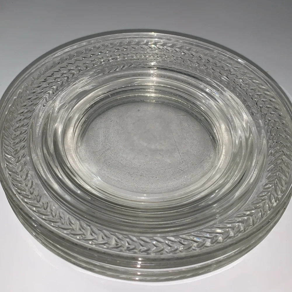 Set of 4 Clear Glass 1970s Vintage Small Plates for Appetizers Bread & Butter